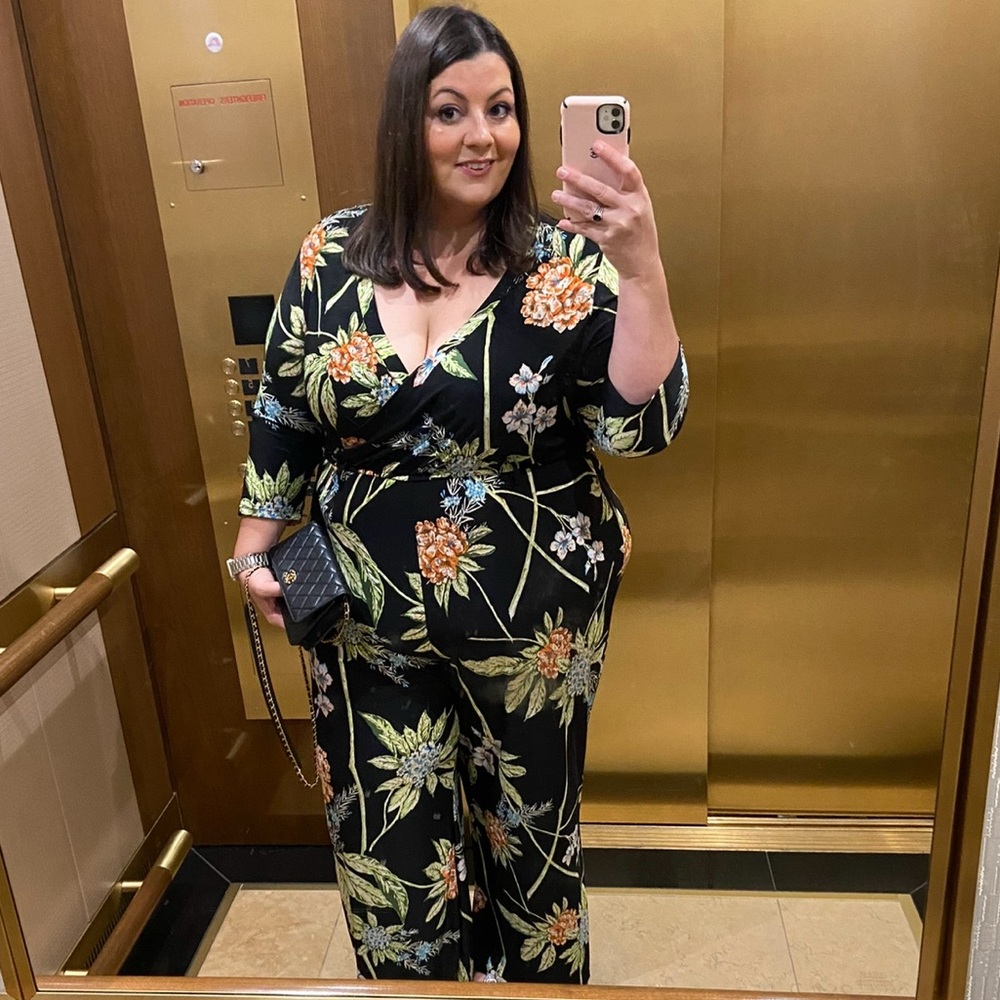 🌺 Mlle Gabrielle Floral Wrap Jumpsuit – Size 3X 🌿